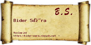 Bider Sára névjegykártya